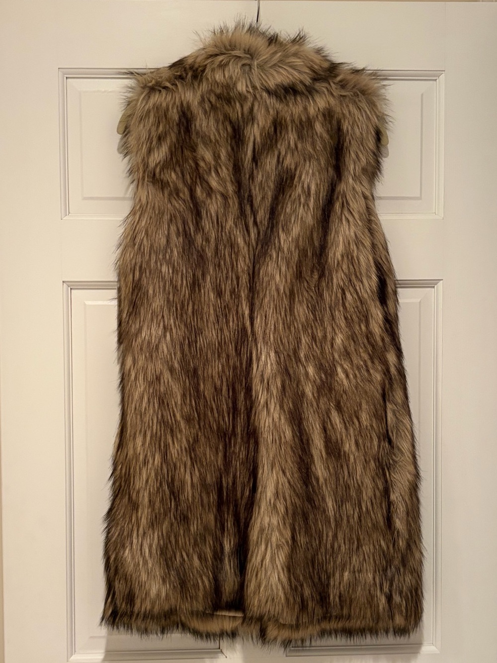 NWT Michael Kors Faux Fur Long Vest - Tan Brown - Picture 2 of 10
